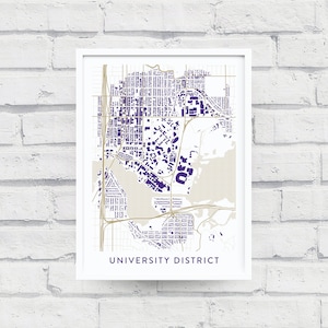 UNIVERSITY DISTRICT SEATTLE Map Poster / College Town Map Gifts