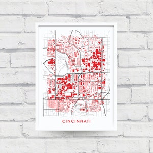 CINCINNATI OHIO Map Poster / College Town Map Gifts