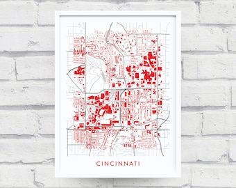 CINCINNATI OHIO Map Poster / College Town Map Gifts