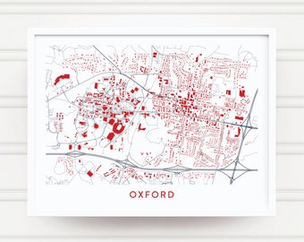 OXFORD MISSISSIPPI Map Print / College Town Map Gifts