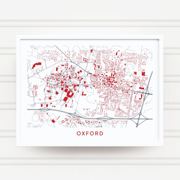 OXFORD MISSISSIPPI Map Print / College Town Map Gifts