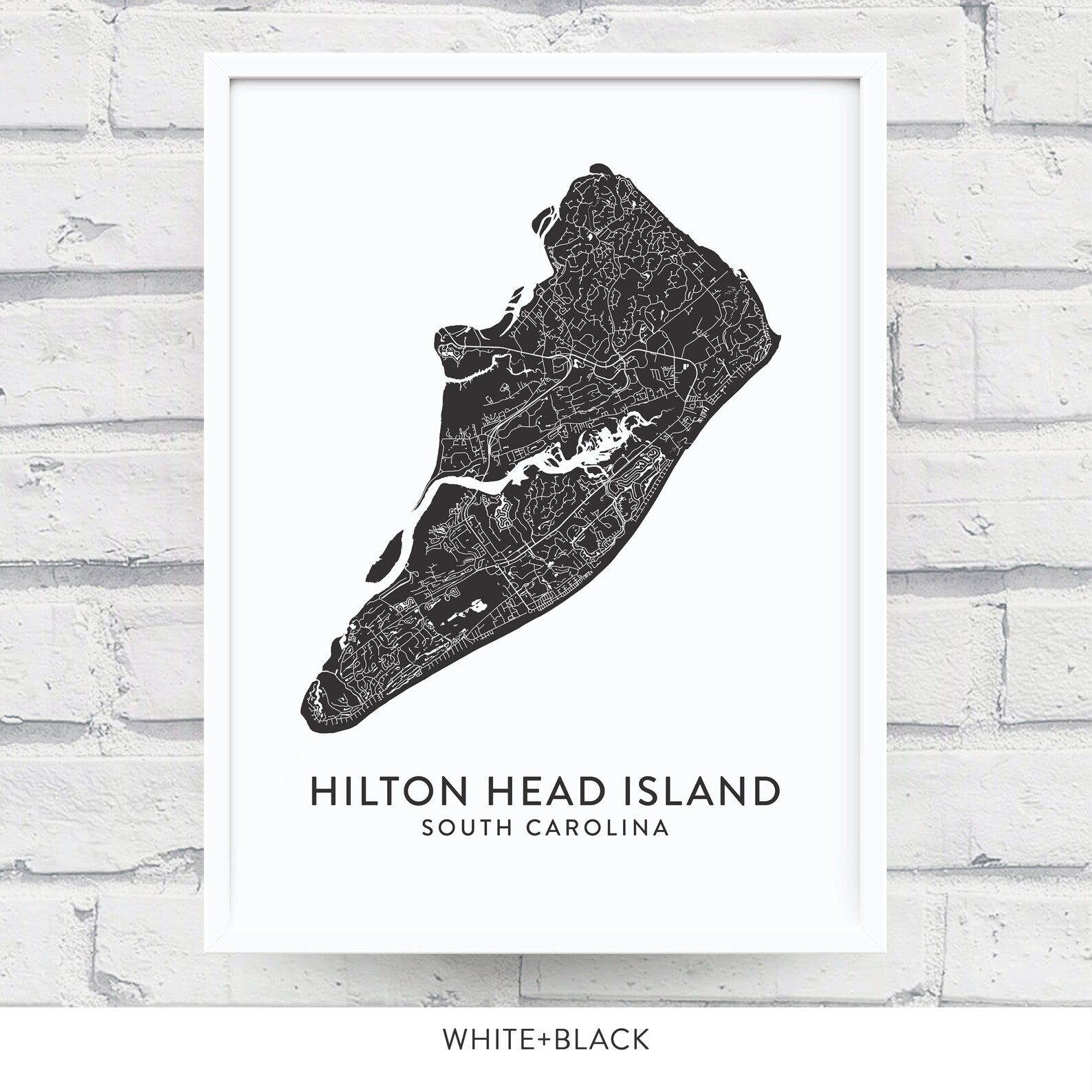 HILTON HEAD ISLAND Map Print / Hilton Head Sc Artwork / Black | Etsy