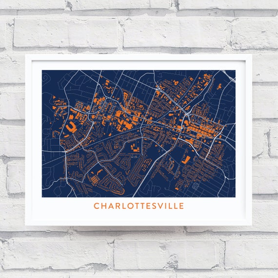 CHARLOTTESVILLE VA Map Print / University of Virginia Gifts / | Etsy