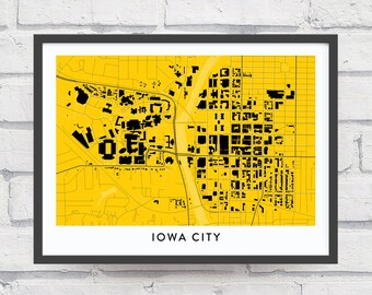 IOWA CITY IOWA Map Print / College Town Map Gifts