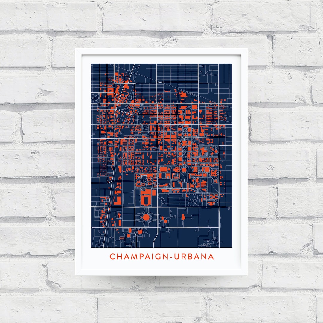 CHAMPAIGN-URBANA ILLINOIS Map Poster