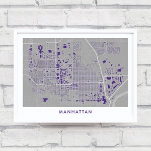 MANHATTAN KANSAS Map Print / College Town Map Gifts