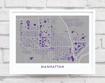 MANHATTAN KANSAS Map Print / College Town Map Gifts