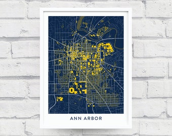 ANN ARBOR MICHIGAN Map Poster / College Town Map Gifts