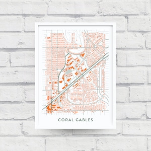 CORAL GABLES FLORIDA Map Print / College Town Map Gifts