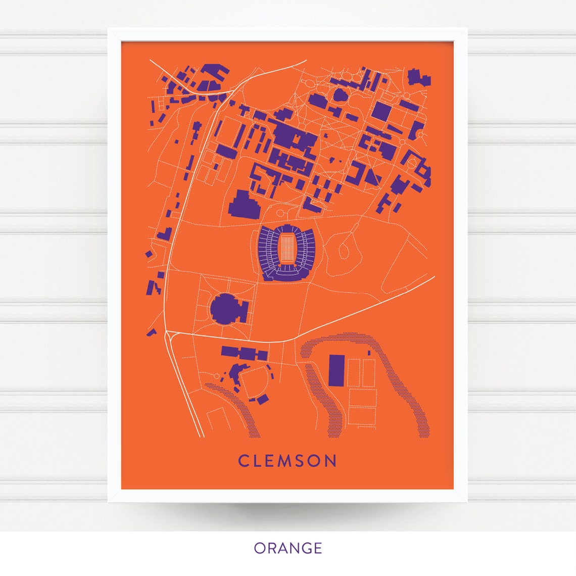 CLEMSON South Carolina Map Print / Neighborhood Gift Etsy
