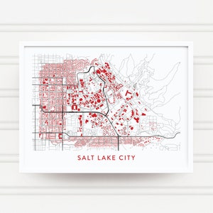 SALT LAKE CITY Utah Map Poster / College Town Map Gifts