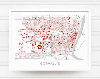 CORVALLIS OREGON Map Poster / College Town Map Gifts