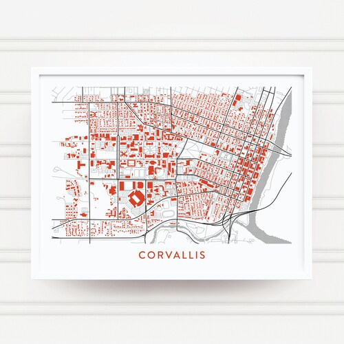 Corvallis Oregon Street Map Screen Print College Town Map - Etsy
