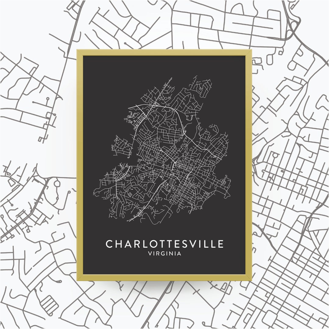 CHARLOTTESVILLE VIRGINIA Map Print / Charlottesville Artwork / - Etsy