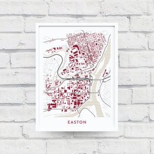 EASTON PENNSYLVANIA Map Poster / College Town Map Gifts