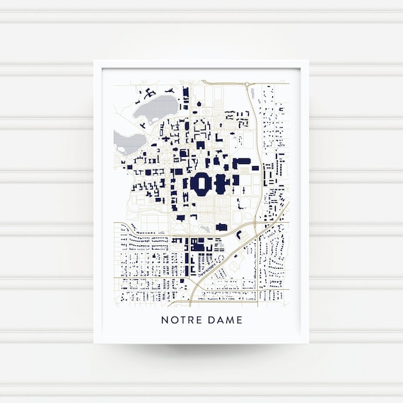 NOTRE DAME INDIANA Map Print / College Town Map Gifts Etsy
