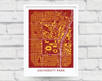 UNIVERSITY PARK Los Angeles Map Print / College Town Map Gifts