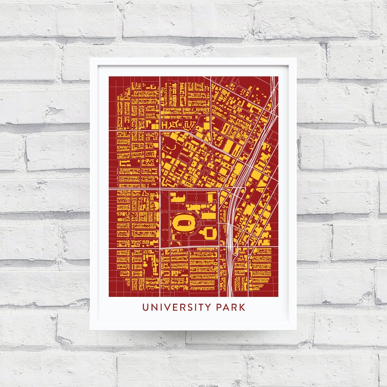 UNIVERSITY PARK Los Angeles Map Print / College Town Map Gifts image 1