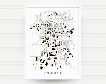 COLUMBIA MISSOURI Map Poster / College Town Map Gifts