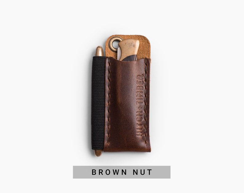 The Pocket Runt Leather EDC Pocket Slip for Everyday Carry Brown Nut