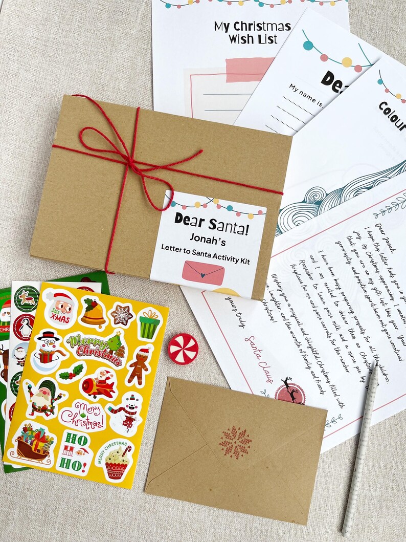 personalised letter to santa christmas activity kit including a personalised letter from santa, christmas craft activities and colouring sheets.