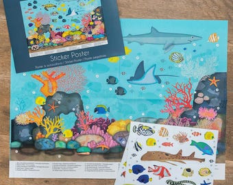 Korallenriff Aufkleber Poster Set - Kids Ocean Wall Art Craft Kit