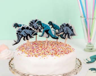 Dinosaurusverjaardagskaarsen – T-Rex en Stegosaurus, set van 6