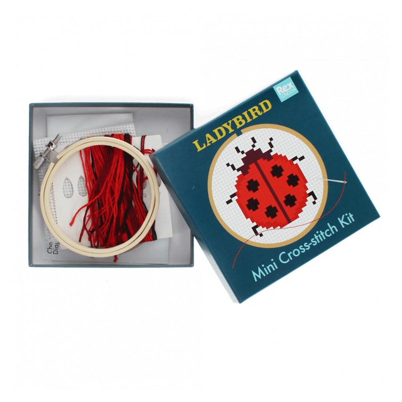 ladybird mini Cross Stitch Kit for children in a gift box