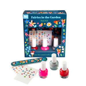 Kit de decoración de uñas Fairy Garden: Esmalte despegable de hadas y flores, tatuajes y gemas