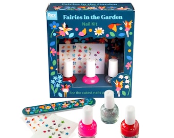 Fairy Garden Nail Art Kit: Fairies +Flowers Peel-Off Polish, Tattoos & Gems