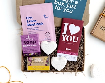 Umweltfreundliches Letterbox Spa Geschenk - Umarmung in einer Box - Ich liebe Dich Self-Care Paket - Brautjungfer Box