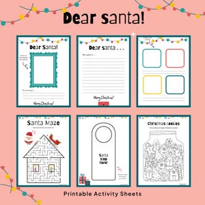 Carta a Papá Noel: hojas de actividades navideñas para niños imprimibles - Descargar hoja de trabajo