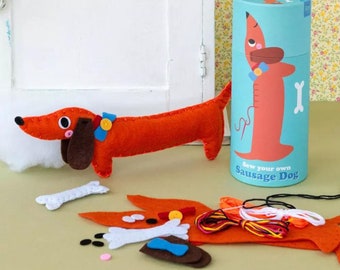 Children's Sew Your Own Sausage Dog Kit -  Kids Sewing Craft Set