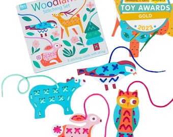Kinder Sticken lernen - Waldland Weben + Fädeln Handwerk Set - Kids Craft Kit