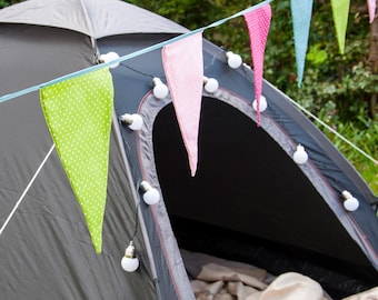 Wimpelkette aus gepunktetem Stoff - 8 m wiederverwendbare Gartenparty-Girlande