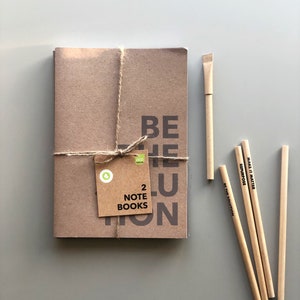 Recycled Paper A5 Lined Notebooks - Set of Two Eco Friendly Notebooks - Stationary Lovers Gift