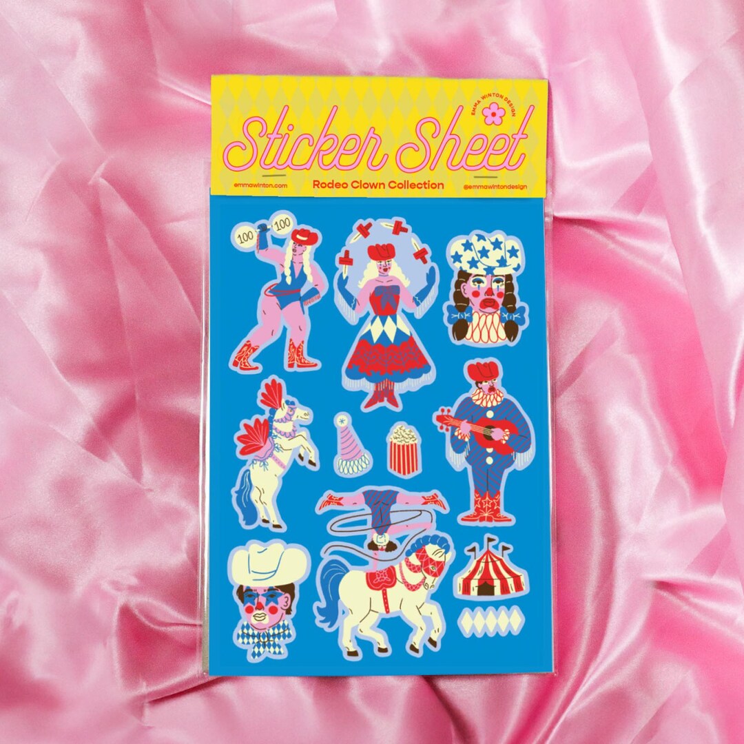 Sticker Chart For Kids Rodeo Rodeo Clown Sticker Sheet: Circus Cowboy Stickers - Etsy