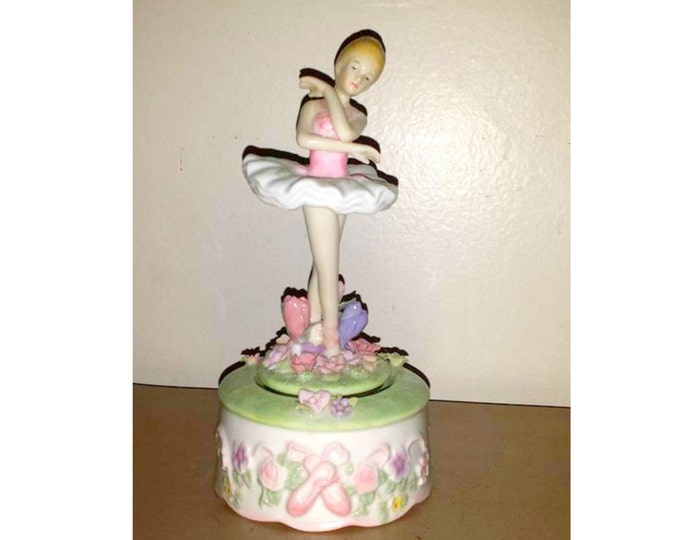 Vintage Ballerina Rotating Music Box Figurine, Spinning Ballerina Music