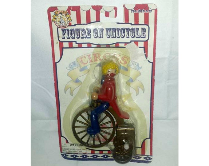 Vintage Wind up Toy,wind up Clown,clown on a Unicycle,vintage Toys