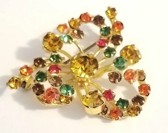 Multi Colored Austrian Crystal Brooch