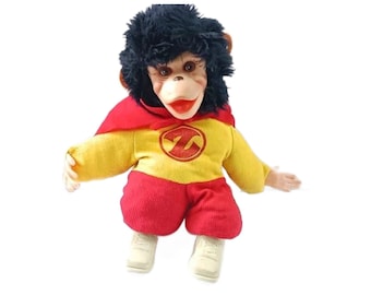 Vintage RUSHTON Rubber Face Monkey with Red Overalls, Mr. Bim, Zippy the Chimp, 1950s Toys, FREE Shipping