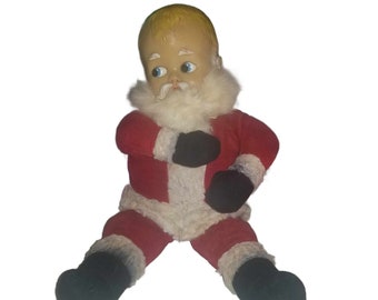 Vintage Knickerbocker Baby Face Santa Doll Plushie 15" Tall, 1950s, Free Shipping