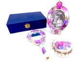 Porcelain Limoges Antique Edwardian Porcelain Vanity Set 3 Pc Set