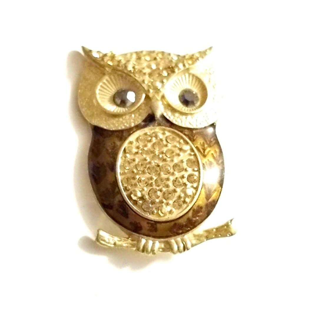 Broche Hibou Vintage En Bronze Argenté - Occasion - Sans Marque