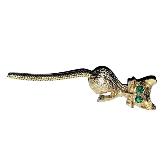 Vintage Crystal Cat Brooch with Articulated Tail,… - image 8