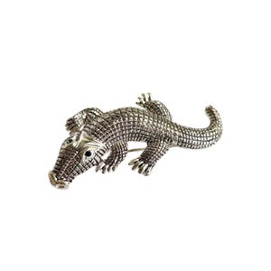 Vintage Gator-broche, 3" lang, krokodillenspeld, gratis verzending