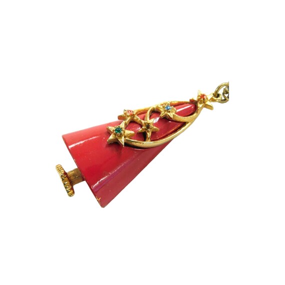 Mid Century Mod Red Enamel Christmas Tree Jewelry… - image 2