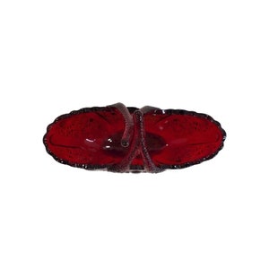 Fenton Ruby Red Glass Basket Small Daisy Pattern Split Twig Handle Candy Dish, Free Shipping image 3