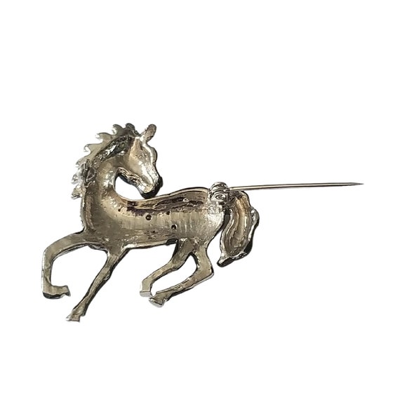 Vintage Enamel Crystal Horse Brooch 1960s, Free S… - image 7