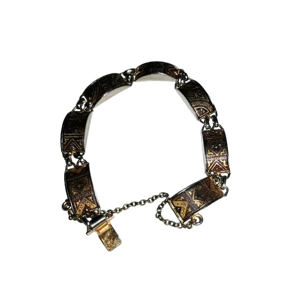 Vintage Damascene Toledo Bracelet, Damascus Jewelr